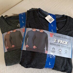 Rugged Elements Men's Bundle 4 Pack Long Sleeve Crew Tee Size L Soft Stretch NEW